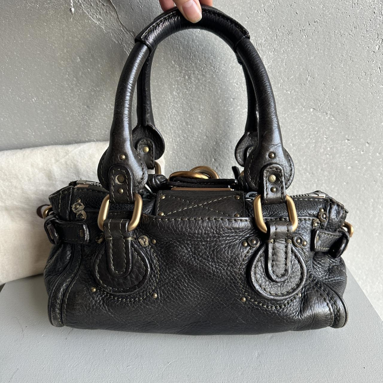๐ Authentic Iconic CHLOE Paddington Bag khaki / Black leather Pre-owned ๐