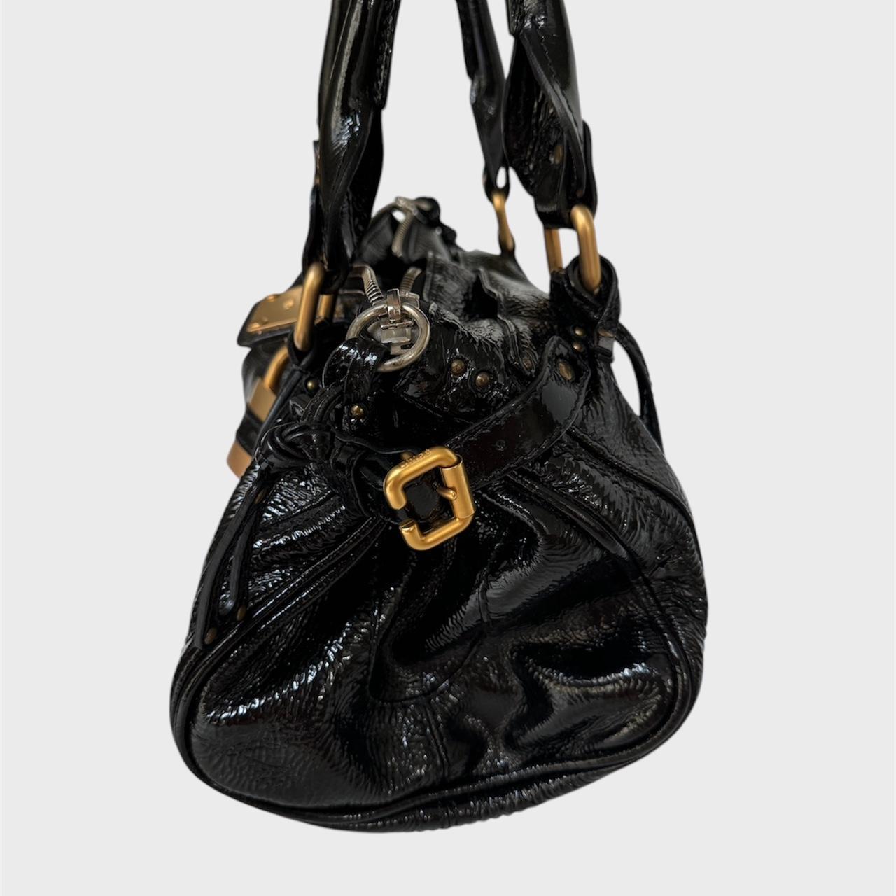 ๐ Authentic CHLOE Paddington black patent leather shoulder Bag Pre-owned ๐