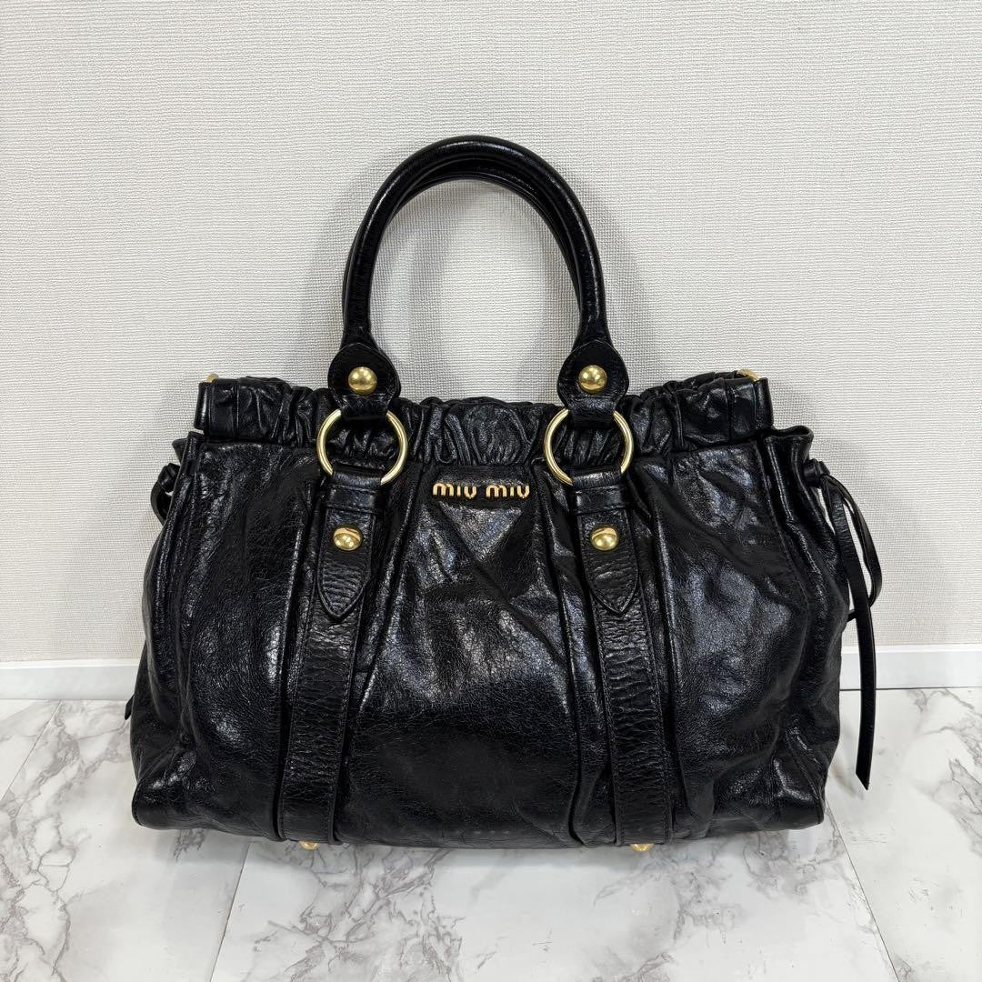 PreOwned Miu Miu 2way Handbag Shoulder bag Leather Black