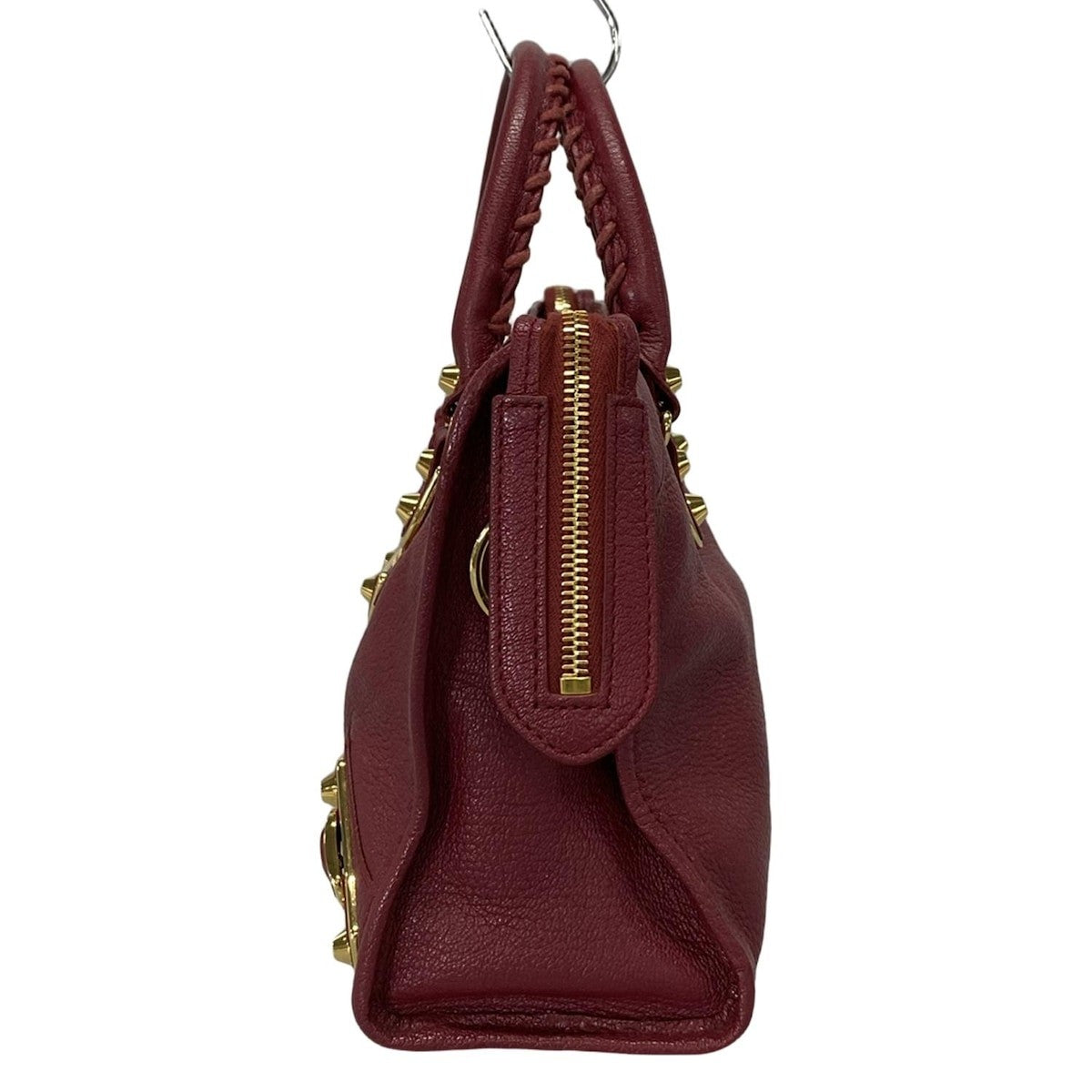 π Authentic BALENCIAGA Classic Metallic Edge City S 432831 Bordeaux Leather - Handbag Pre-owned π