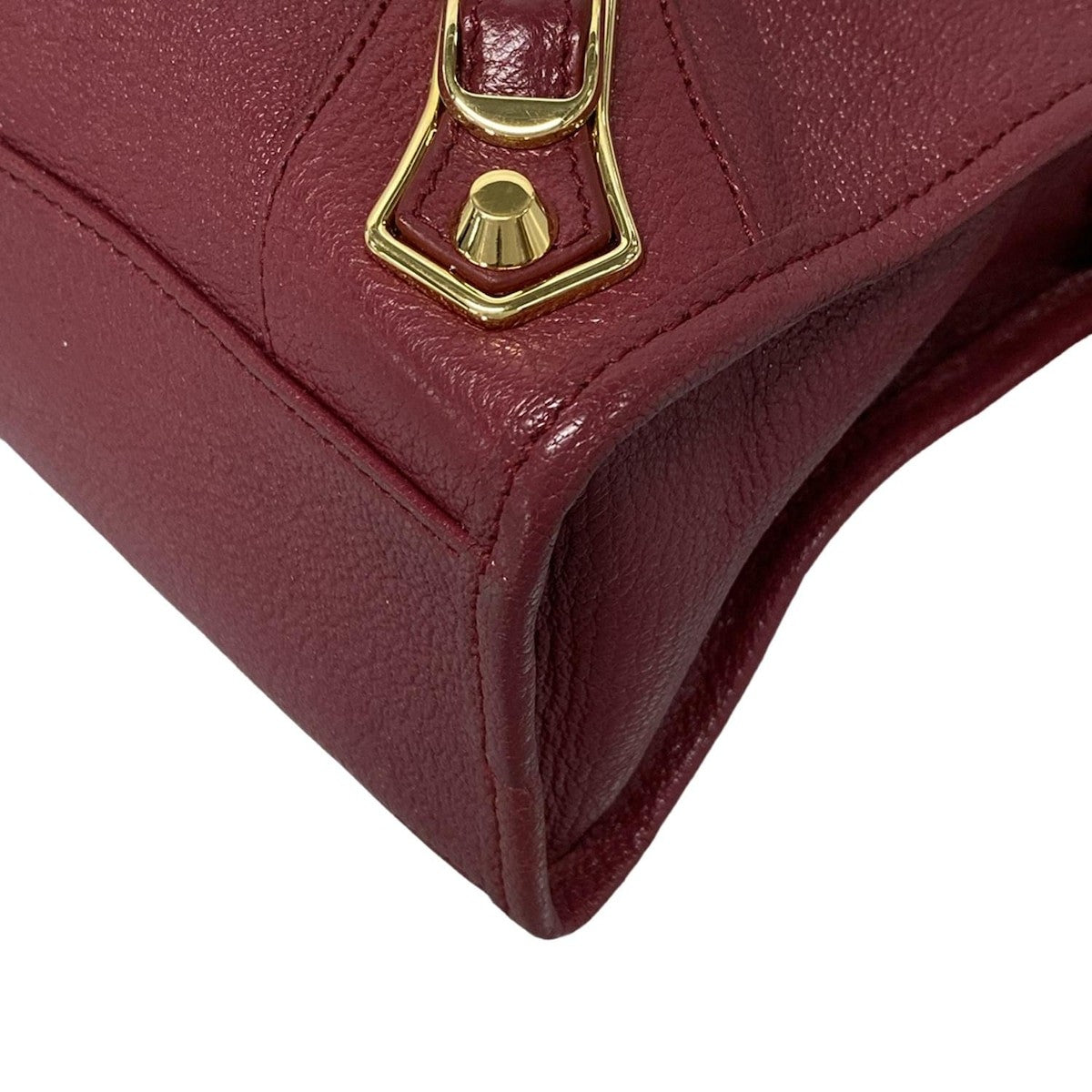 π Authentic BALENCIAGA Classic Metallic Edge City S 432831 Bordeaux Leather - Handbag Pre-owned π