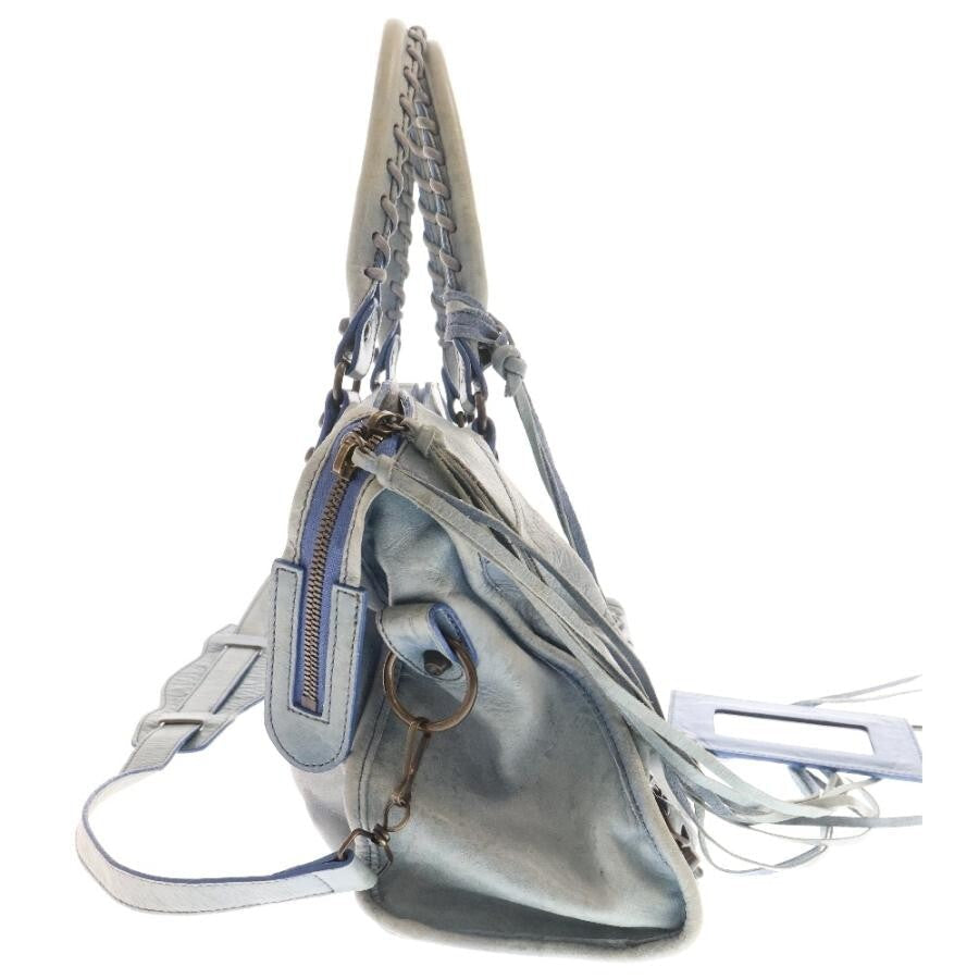 π Authentic Balenciaga The City Classic Handbag Shoulder 2way Indigo Blue w/Mirror Strap Pre-owned π