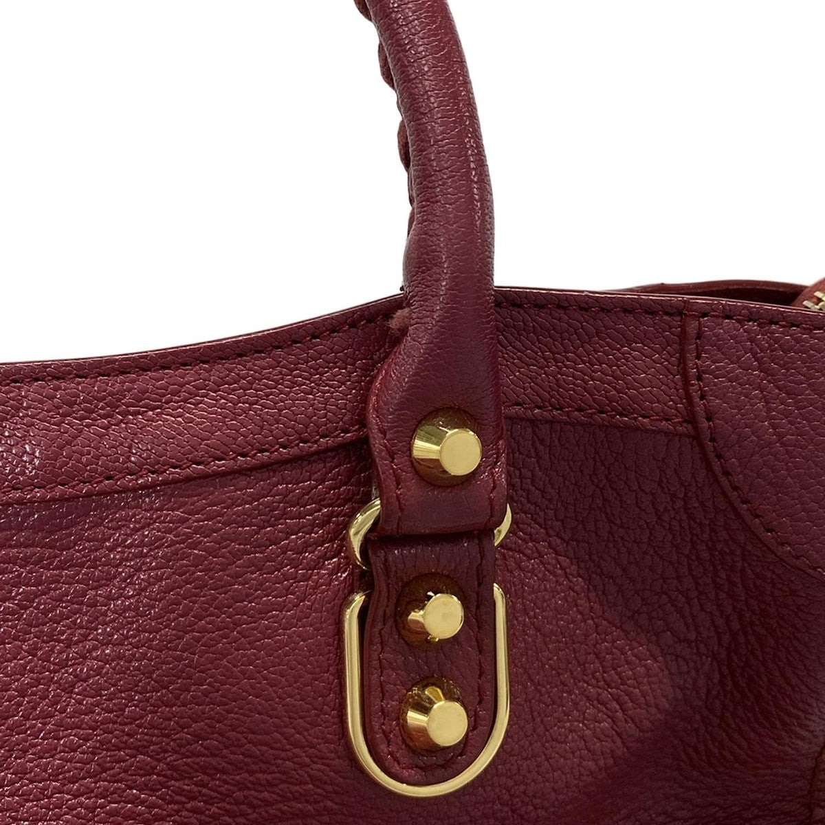 π Authentic BALENCIAGA Classic Metallic Edge City S 432831 Bordeaux Leather - Handbag Pre-owned π