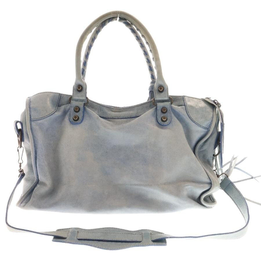 π Authentic Balenciaga The City Classic Handbag Shoulder 2way Indigo Blue w/Mirror Strap Pre-owned π