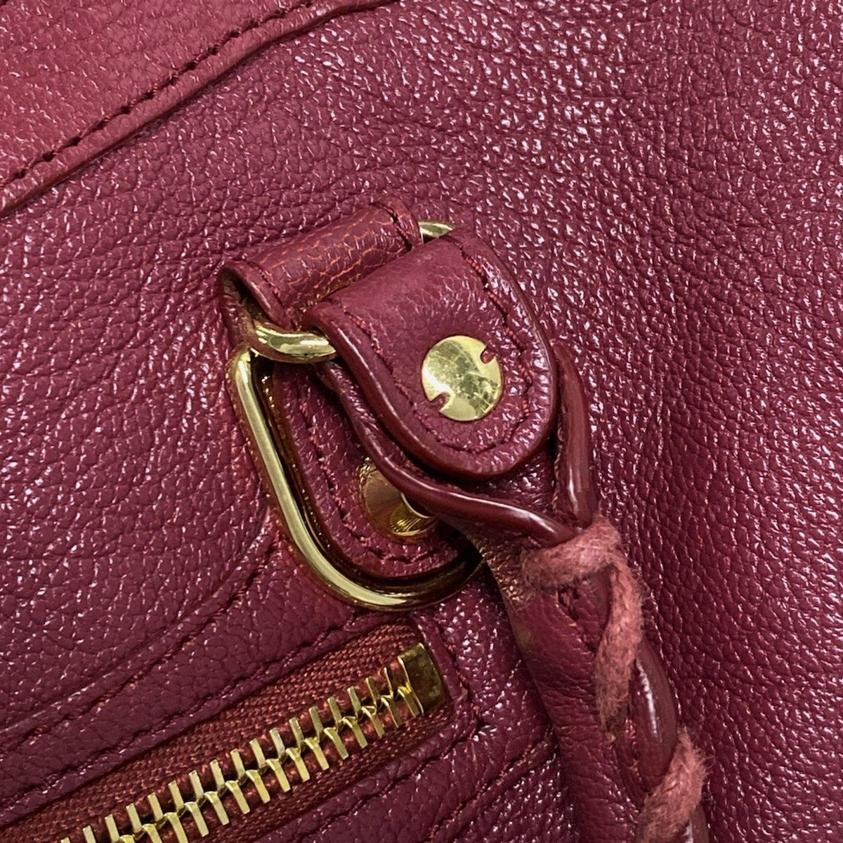π Authentic BALENCIAGA Classic Metallic Edge City S 432831 Bordeaux Leather - Handbag Pre-owned π