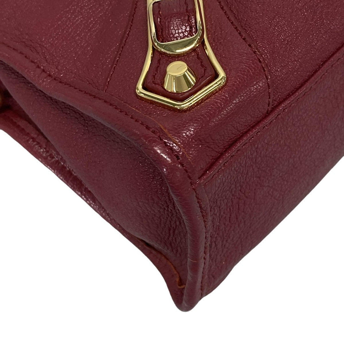 π Authentic BALENCIAGA Classic Metallic Edge City S 432831 Bordeaux Leather - Handbag Pre-owned π