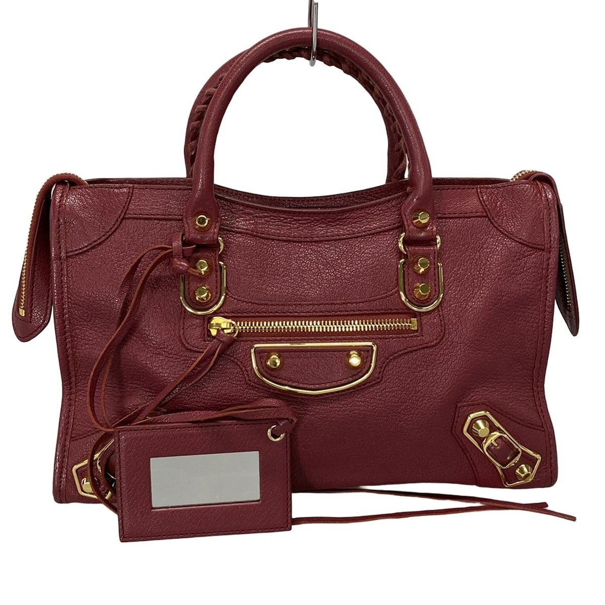 π Authentic BALENCIAGA Classic Metallic Edge City S 432831 Bordeaux Leather - Handbag Pre-owned π