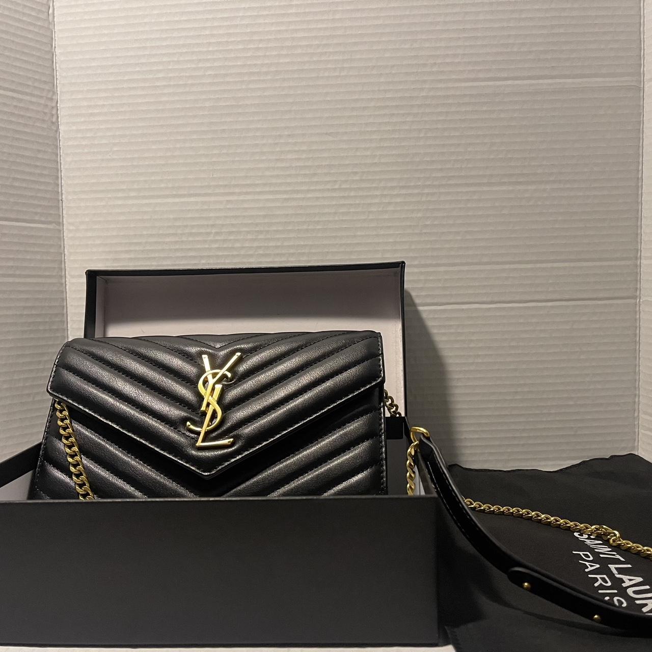 PreOwned Black and gold Saint Laurent Paris leather crossbody