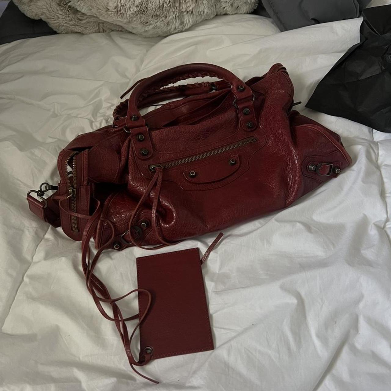 PreOwned Balenciaga burgandy city bag