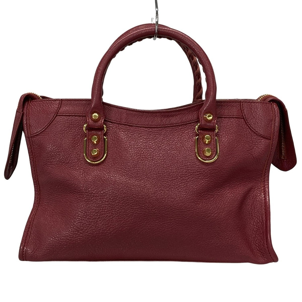 π Authentic BALENCIAGA Classic Metallic Edge City S 432831 Bordeaux Leather - Handbag Pre-owned π