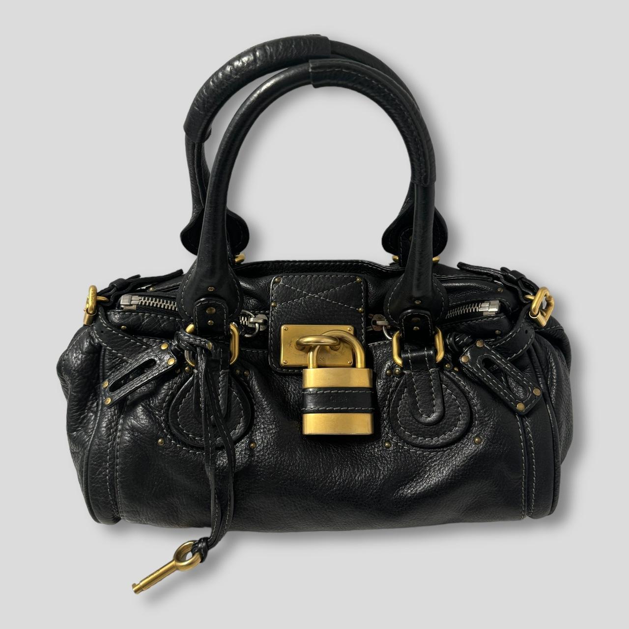 🌟 Authentic CHLOE Paddington Bag  Black Leather With Gold Lock Hardware Pre-owned 🌟