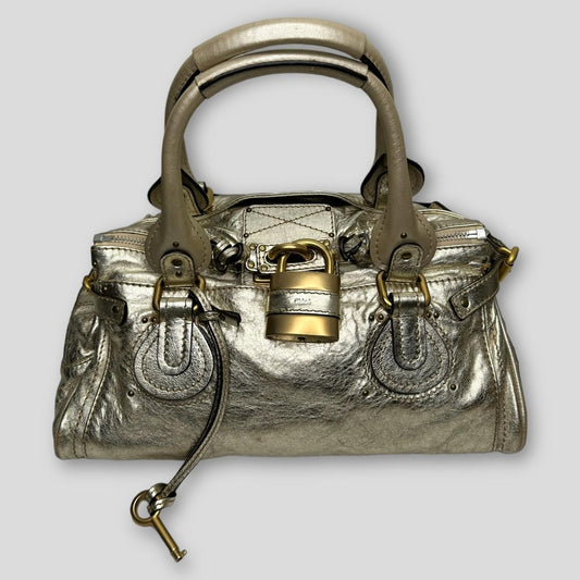 🌟 Authentic CHLOE Paddington Bag  Metallic Light Gold Color Pre-owned 🌟