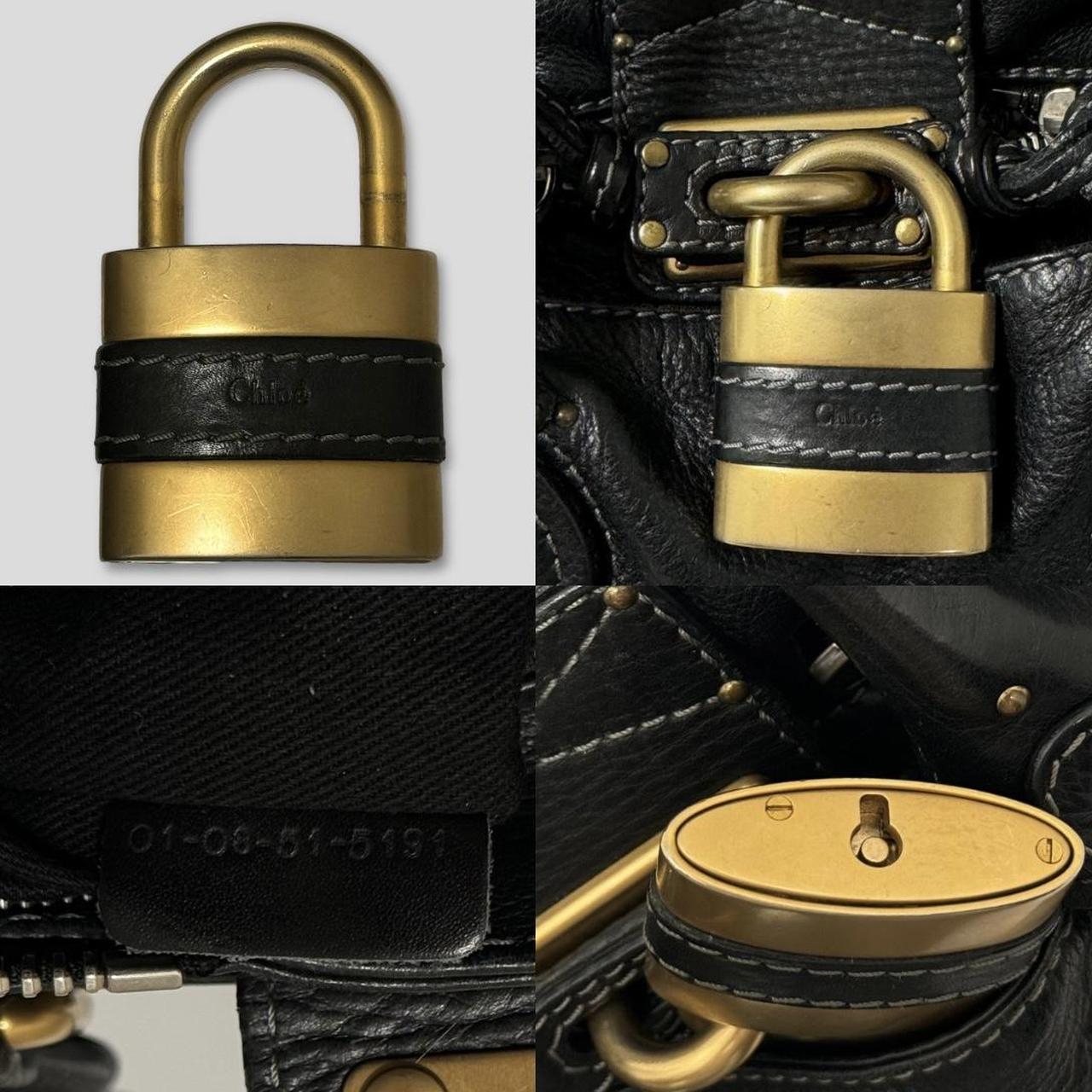 🌟 Authentic CHLOE Paddington Bag  Black Leather With Gold Lock Hardware Pre-owned 🌟