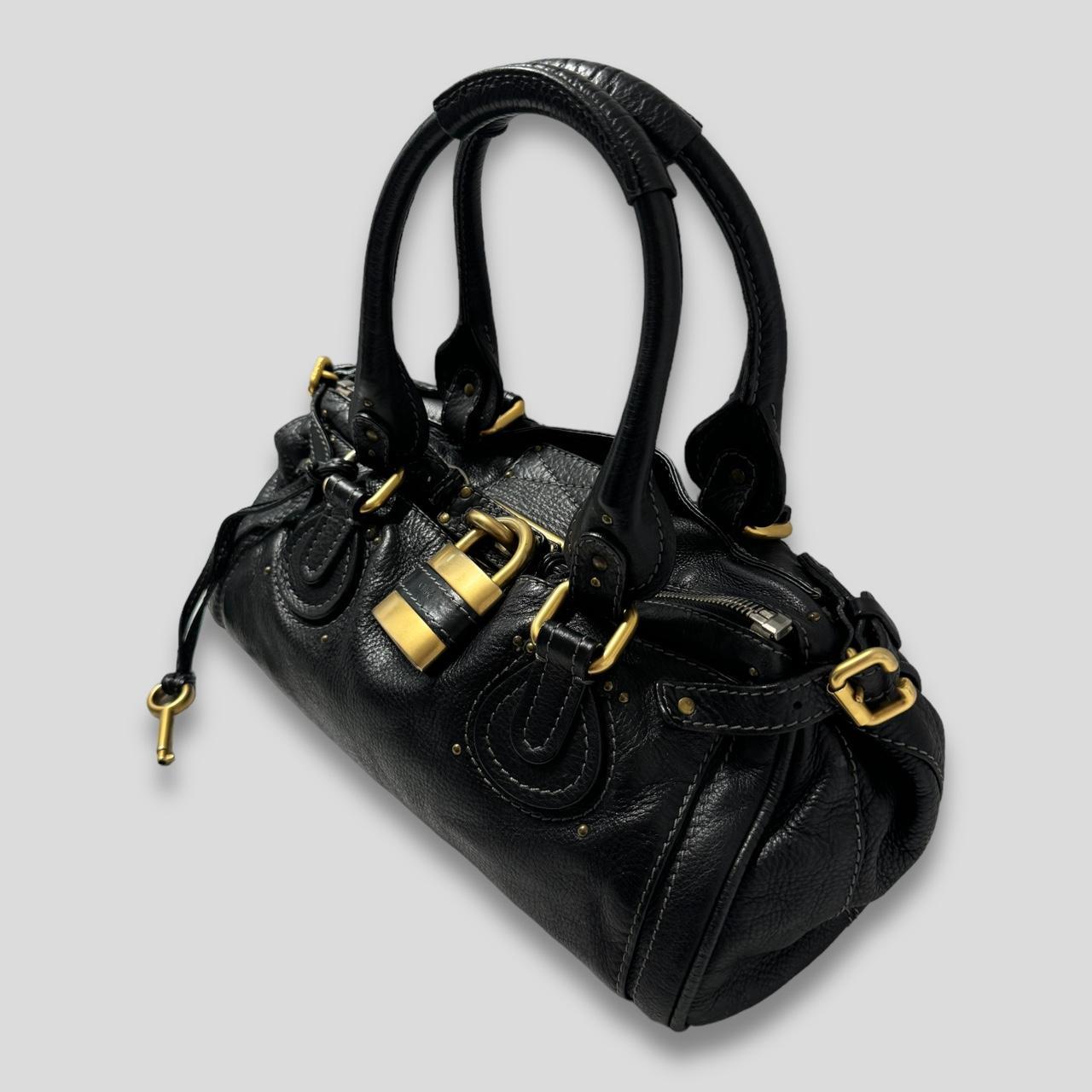 🌟 Authentic CHLOE Paddington Bag  Black Leather With Gold Lock Hardware Pre-owned 🌟