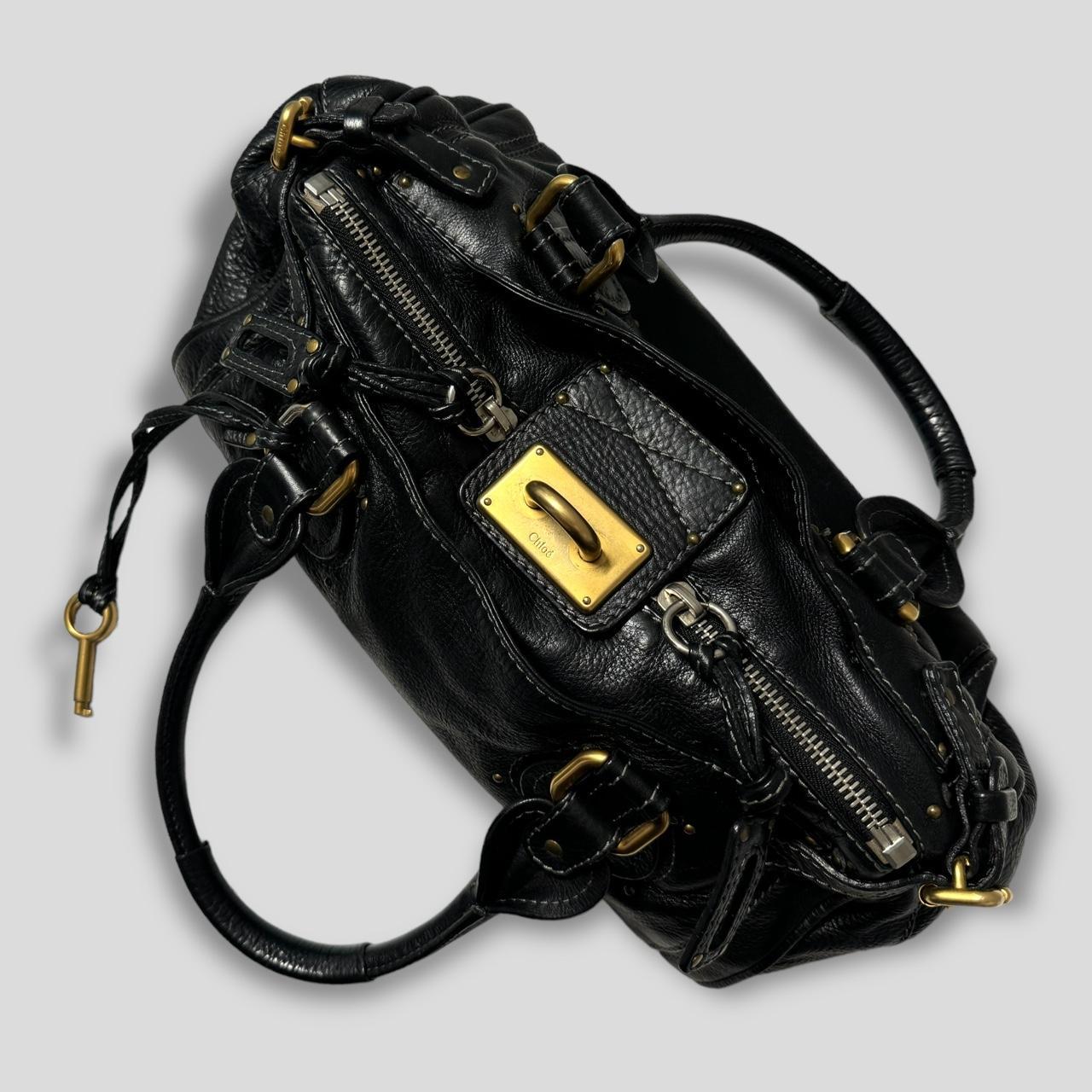 🌟 Authentic CHLOE Paddington Bag  Black Leather With Gold Lock Hardware Pre-owned 🌟
