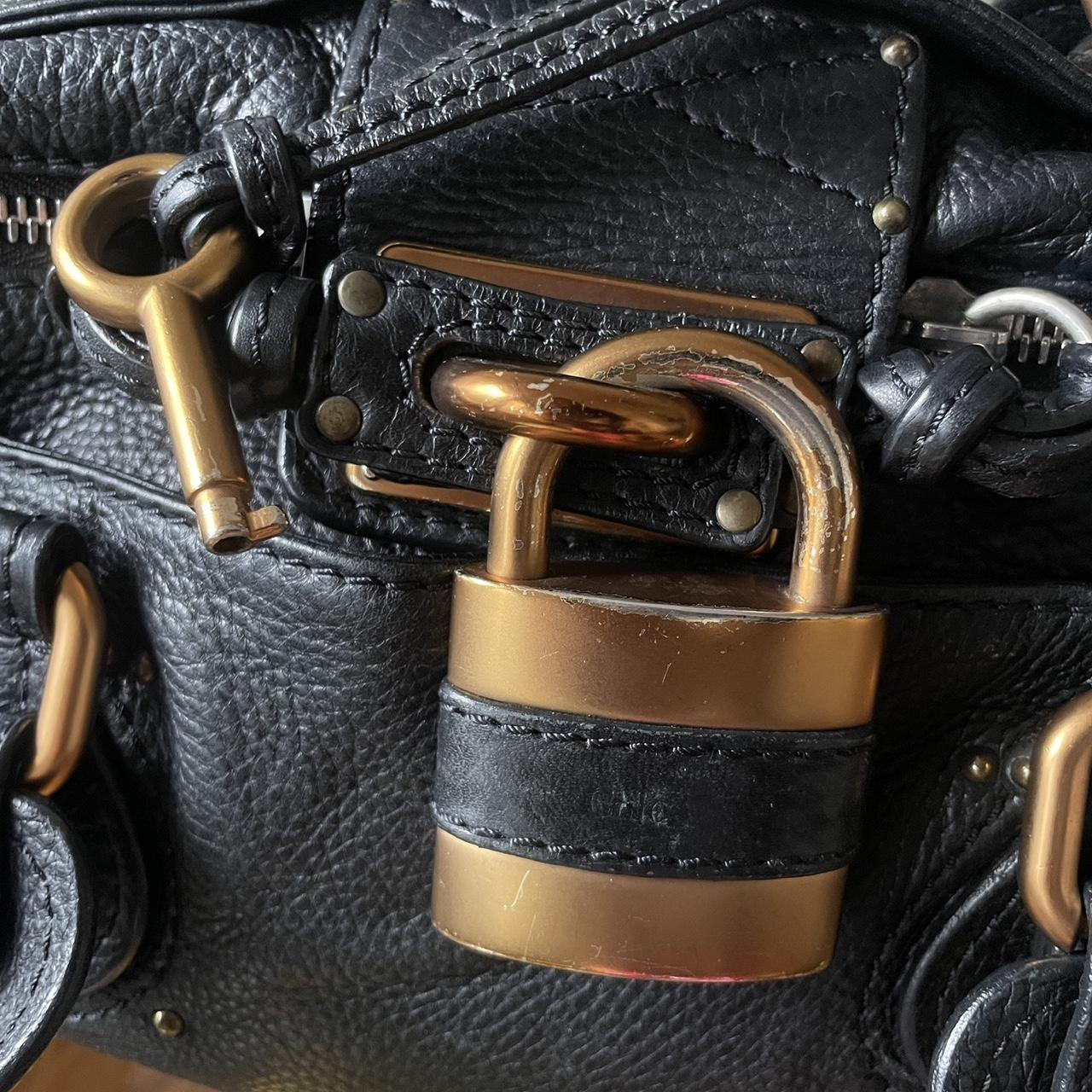 🌟 Authentic Vintage Classic Regular Size Black Leather Chloé Paddington Bag with Brass-toned Hardware Pre-owned 🌟