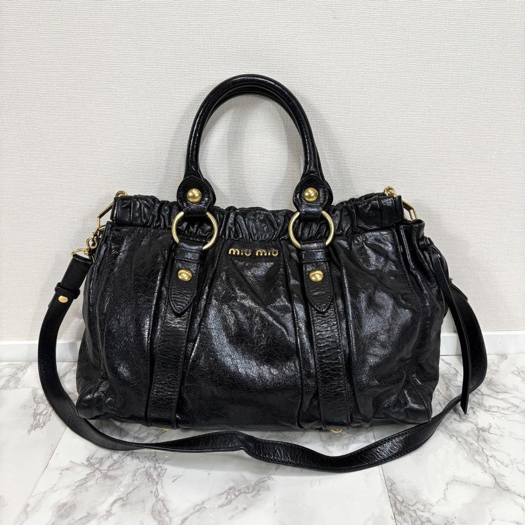PreOwned Miu Miu 2way Handbag Shoulder bag Leather Black