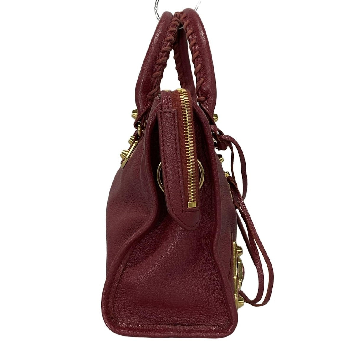 🌟 Authentic BALENCIAGA Classic Metallic Edge City S 432831 Bordeaux Leather - Handbag Pre-owned 🌟