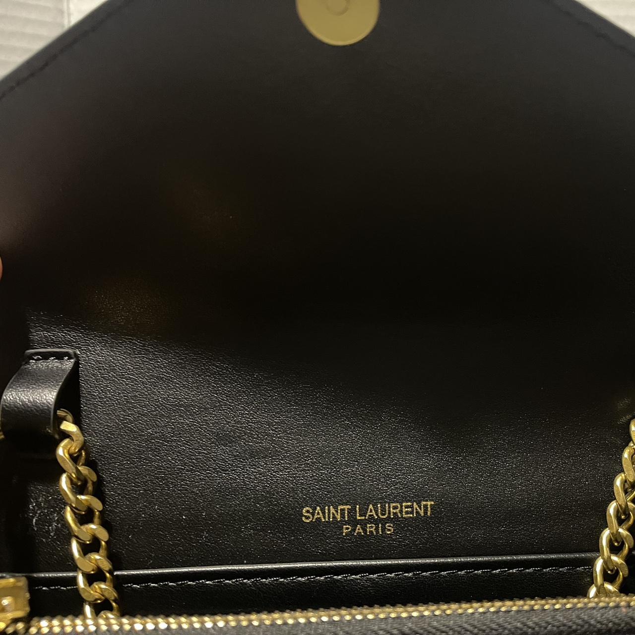 PreOwned Black and gold Saint Laurent Paris leather crossbody