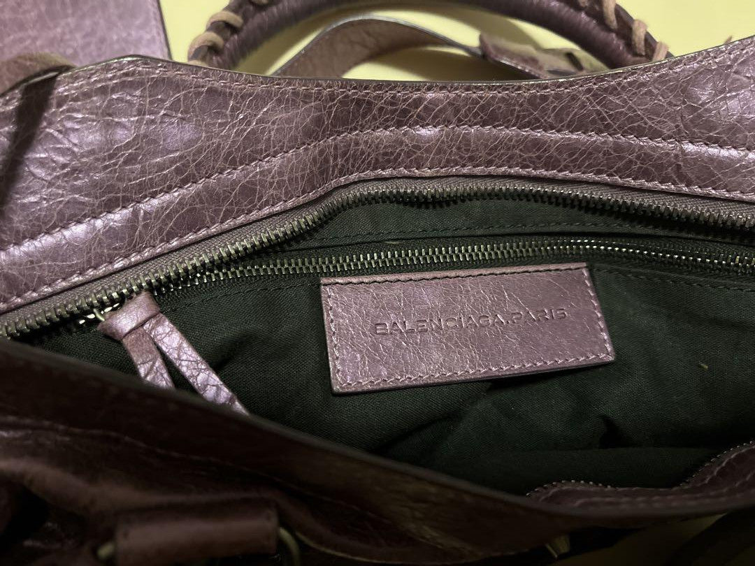 🌟 Authentic BALENCIAGA Y2K Classic City 115748 2-Way Shoulder Bag  Purple Leather Pre-owned 🌟