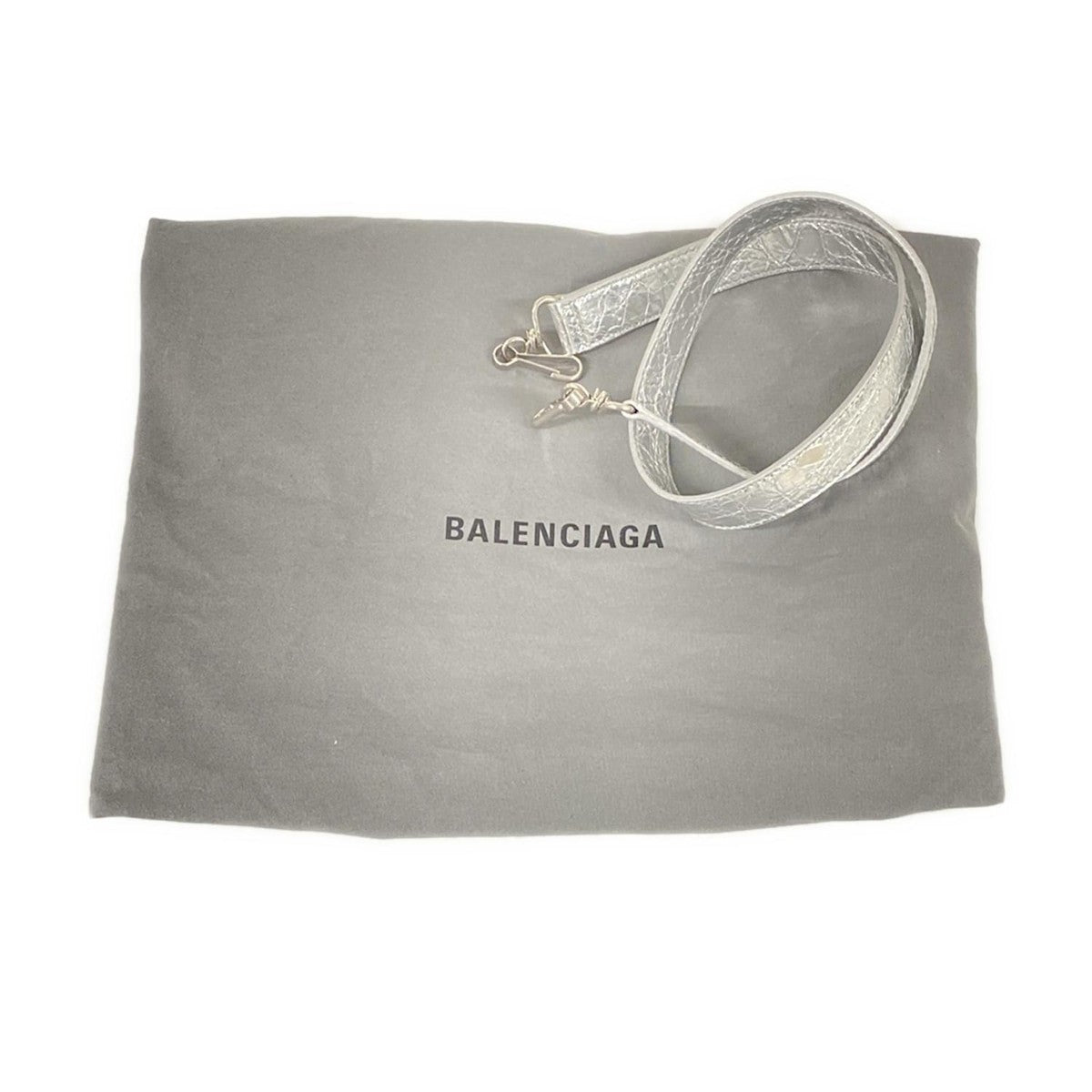 🌟 Authentic BALENCIAGA Le City Medium 797786 Silver Arena Lambskin - Handbag Pre-owned 🌟