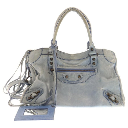 🌟 Authentic Balenciaga The City Classic Handbag Shoulder 2way Indigo Blue w/Mirror Strap Pre-owned 🌟